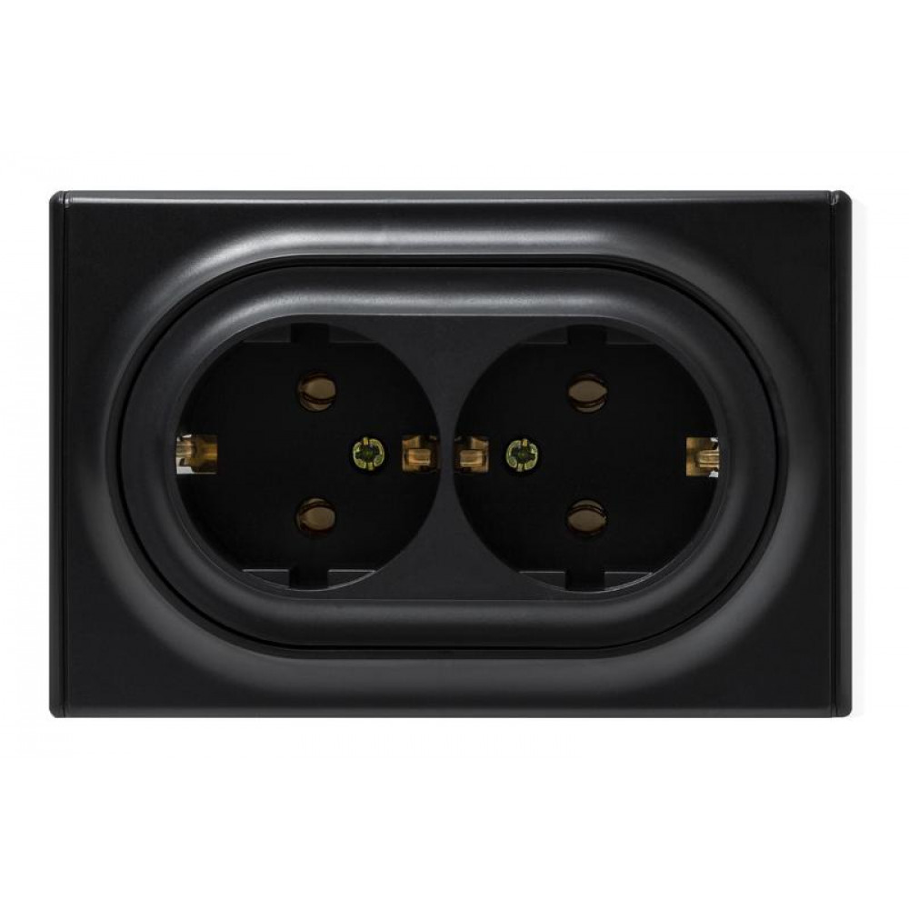 Изображение товара Розетка силовая 2-м СП Florence 16А IP20 черная с заземлением