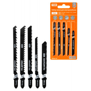 Набор пилок для электролобзика по дер: T101AO,T101B,T111C,244D, по метал. T118A, 5 шт, "Рубин", SQ1089-0212