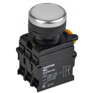 Кнопка с подсвет. и фикс. d=22мм 1NO+1NC белая MASTER MI-BT60-11TD-3-11-K01