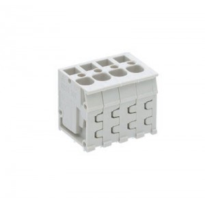 Клемма Wiecon 8158 / 4 TOP V OB, Клемма вертикальный подвод кабеля, на плату, шаг: 5.0 мм, 4 полюса, фиксация провода пружинная, исполнение: без маркировки, 300V, 16А, цвет: серый