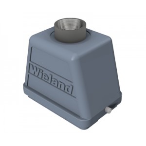 Крышка разъема 70.354.4835.2, Крышка разъема на кабель, типоразмер 48B, без уплотнителя, 1 отверстие с резьбой для кабельных вводов M40x1,5, с резьбовым удлинителем, с верхним расположением, без защелки (упоры под одну защелку), материал корпуса: алюминиевый сплав