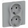 Изображение товара FLITE Розетка 2-местная с заземлением без защитных шторок безвинтовое крепление 16А в сборе РС12-1-К-ФлС серый IEK FI-R21C-16-1-K03