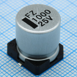 TS13CA1E102MMT000R, Конденсатор алюминиевый электролитический низкоимпедансный 1000мкФ 25В 20% 820мА 0.07Ом SMD 12.5x13.5мм 5000ч 105C