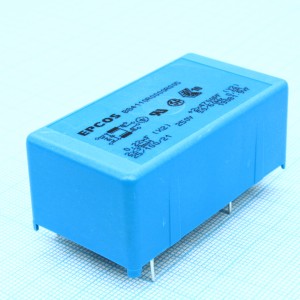 B84110A0000A005, Сетевой фильтр 2x0.5A/250V, 2х39 мГн, 0.22 мкФ (X2), 2х4700 пФ (Y2), 56х30x23 мм, монтаж в плату