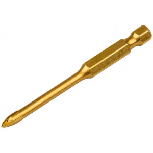 Сверло по кафелю, 4 режущие кромки, титановое покрытие, U-хвостовик под биту 4х69 мм 35474