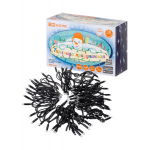 Гирлянда светодиодная СГУ100Б10, 10м, мерц-е, 6500К, каучук чер., посл. подкл, IP65, 250 В, SQ0361-0043