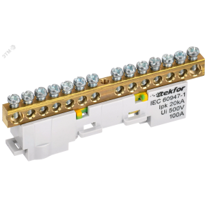 TEKFOR Шина PE земля неизолированная на универсальном держателе 6х9-14-Ж IEK TF-NN10-14-DL-K05