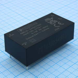 AMEL5-24S277NZ, AC/DC, 5.5Вт, вход 85…305В, выход 24В/0.23А, изоляция 4000В AC, КПД 80%, максимальная емкостная нагрузка не более 470мкФ, 25.4x50.8x15.36мм, -40…70°C, пластик