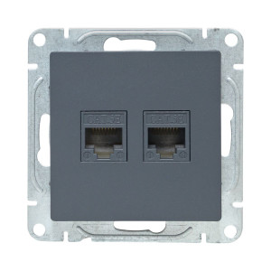 Механизм розетки RJ45 - 2шт, (cat5), графит Эпика EKF UP1-SOG-2RJ45-5