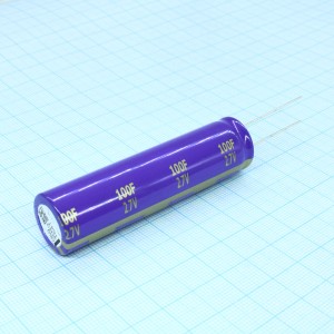 EECHL0E107, Ионистор стандартный 100Ф 2.7В ±20% (18 X 70мм) шаг радиальных выводов 7.5мм алюминиевый цилиндрический корпус 2000час 65°С