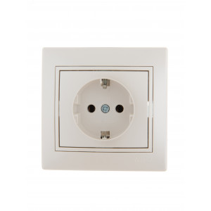 Розетка 1-м СП Mira 16А IP20 с заземл. со вставкой керамика жемчуж./бел. перламутр. 701-3030-122