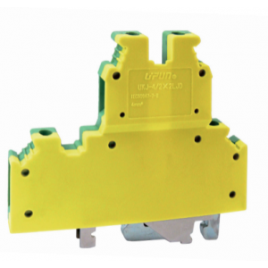 Заземляющая клемма UKJ-4/2X2LJD, Заземляющая этажная клемма, 2 этажа, тип фиксации провода: винтовой, номинальное сечение: 4 мм кв., ширина: 6,2 мм, цвет: желто-зеленый, тип монтажа: DIN35