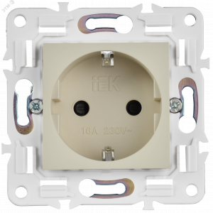 SKANDY Розетка с заземлением с защитными шторками 16А безвинтовое крепление SK-R06B бежевый IEK SK-R14-16-1-K10