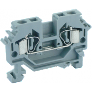 Проходная клемма UJ1-2.5/2L, Проходная клемма, тип фиксации провода: пружинный, номинальное сечение: 2,5 мм кв., 24A, 660V, ширина: 5 мм, цвет: серый, тип монтажа: DIN35