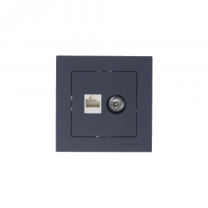 Розетка ATLASDESIGN двойная компьютерная+ТВ RJ45+TV категория 5E механизм грифель ATN000789