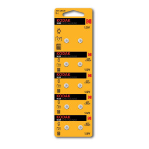 Батарейки Kodak AG0 (379) LR521, LR63 [KAG0-10] MAX Button Cell (100/1000/98000) (кр. 10шт) [Б0044705]