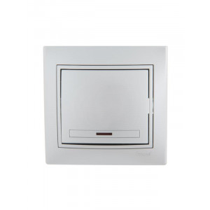 Выключатель 1-кл. СП Mira 10А IP20 с подсветкой со вставкой сер. метал. 701-1010-111