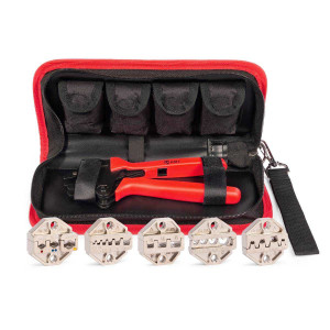 Пресс-клещи с набором матриц CTN серия Профи, Набор инструмента для опрессовки изолированных наконечников, гильз и разъемов, втулочных наконечников, неизолированных медных наконечников