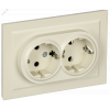 Розетка 2-м СП BRITE РС12-3-БрКр 16А в сборе с заземл. без защ. шторок беж. BR-R21-16-K10-F