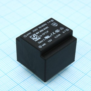 BV 202 0161, Трансформатор питания 0.5ВА  230В 15В/33мА ta 70 C/F (EE 20/10)19мм.