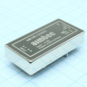 AM15E-1224DZ, DC/DC, 15Вт, вход 9…18В, выход ±24В/±0.31А, изоляция 1500В DC, КПД 85%, максимальная емкостная нагрузка не более ±220мкФ, 2x1", 50.8x25.4x10.16мм, -40…85°C, металл