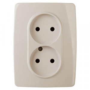 12-2107-02 Розетка 2X2P, 16A-250В, IP20, 2, слоновая кость (10/100/1600) Б0031239