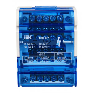 Шина на DIN-рейку в корпусе (кросс-модуль) ШНК 4х7 3L+PEN IEK YND10-4-07-100