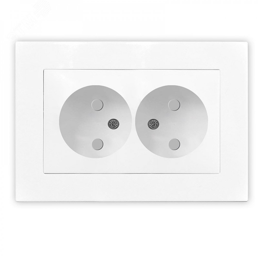 Изображение товара Розетка двухместная UNIVersal серия Афина белая IP20 16А евро слот