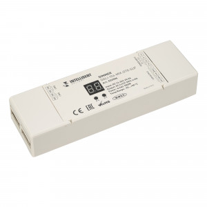 DALI-104-MIX-DT8-SUF, диммер DALI DT8 для MIX(CW+WW) светодиодных лент. 1 адрес устройства, 2 канала управления, 4 выхода (CW+WW) + (CW+WW), одноименные выходы управляются синхронно. Питание/выход DC 12-36V, ток нагрузки 4x5A, максимальная суммарная мощность нагрузки 240-720W.