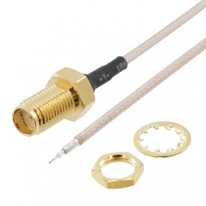 897611670, РЧ / Коаксиальный кабель с сборке, Гнездо SMA с Гайкой, Прямой Штекер MCRF, 1.13мм, 50 Ом, 3.94 "