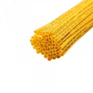 Трубка термоусадочная ТУТ нг 2,5/1,25 желтая, термоусаживаемая трубка в метровой нарезке, не поддерживает горение