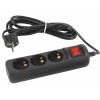 Удлинитель электрический UX-3es-3m-B с заземл. с выключателем 3 розетки 3м ПВС 3х0.75кв.мм 10А черн. Б0057728