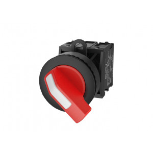 Селекторный переключатель(красный)TS2530-1BB10-S20, Переключатель, длинная ручка, 2-х позиционный без самовозврата, без подсветки, утопленное пластиковое переднее кольцо, с мгновенным нажатием, с контактной группой 2NO, диаметр головки кнопки 36 мм, диаметр посадочного отверстия: 22 мм, цвет: красный