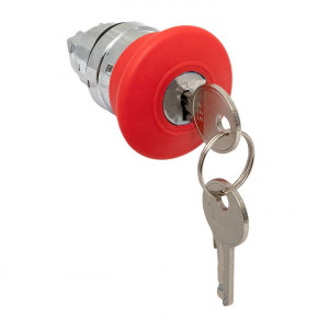 Исполнительный механизм кнопки XB4 "Грибок" красный поворотный с фиксацией с замком IP65 EKF XB4BA1F-R-65