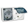 Розетка 2-м ОП 5 16А IP54 250В с заземл. Schuko защ. шторки с крышкой винт. клеммы бел. 1594443-030