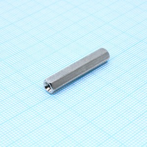 H-L3000-0600-5-03-2N, Стойка латунная никелированная для печатной платы, шестигранная, М3, 30мм, отверстие-отверстие
