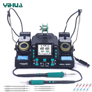 YIHUA982D-II 210+245, Двухканальная паяльная станция с двумя паяльниками с общей мощностью 240Вт. Паяльник 716D с жалом C210 / паяльник 616D с жалом C245 в комплекте  дополнительные жала. Наклонный дисплей, цифровая калибровка температуры