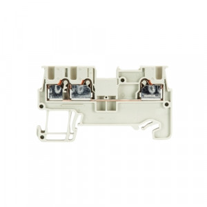 Проходная клемма WTP 1,5 D1/2, Проходная клемма, 3 точки подключения, тип фиксации провода: Push-in, номинальное сечение: 1.5 мм кв., 17,5A, 500V, ширина: 3,5 мм, цвет: серый, тип монтажа: DIN35