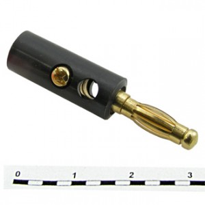 10-0015 GOLD BLACK, Штекер BANANA PLUG  золотой чёрный, винтовое крепление