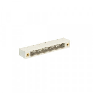 Вилочный разъем на плату 8413 S/6 GF OB, Вилочный разъем, вертикальный, на плату, шаг: 7.62 мм, 6 полюсов, фиксация на плате пайкой, исполнение: без маркировки, с монтажными фланцами, 250V, 8А, цвет: серый