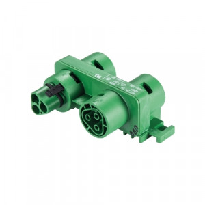 Распределительное устройство RST20I3V 3P1 F V H GN02, Распределительный блок, серия RST Classic, IP68(69k), 3 полюса, 1 вход / 3 выхода, номинальные характеристики: 250V/400, 20A,  с монтажными фланцами, цвет: зеленый, серия RST Classic
