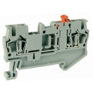 Клемма с размыкателем UJ5-2.5SK, Клемма с ножевым размыкателем, тип фиксации провода: пружинный, номинальное сечение: 2,5 мм кв., 16A, 400V, ширина: 5,2 мм, цвет: серый, тип монтажа: DIN35