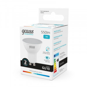 Лампа светодиодная Elementary 7Вт MR16 софит 4100К нейтр. бел. GU10 550лм 13627