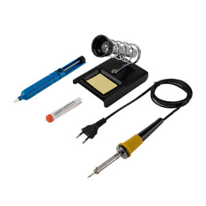 Набор для пайки №4, Паяльник 30 Вт, оловоотсос, подставка, припой, губка