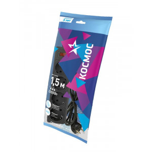 Удлинитель с сетевым фильтром 4х1.5м с заземл. 10А IP20 2.2кВт 3х0.75 с предохранителем с выкл. с индикатором сети FKsm1.5m-4g(B)