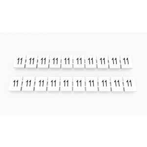 Маркировка (в кассетах) ZB8-10P-19-203Z(H), Кассета с маркировочными шильдиками, для клемм сечением 6 мм.кв., верхняя, 10 шильдиков, нанесенные символы: 11, с вертикальным расположением, размер шильдика: 7,45 x 10,7 мм, цвет: белый