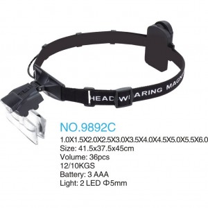 Линза х6 MG9892C головная с подсветкой, 5 сменных пластиковых стекол-насадок могут быть установлены попарно и дают до 11 шагов увеличения.Питание – 3 батарейки LR03 (AAA) (в комплект не входят).