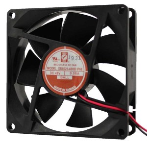 OD8025-24HBIP68, Вентиляторы постоянного тока DC Axial Fan, 80x25mm, 24VDC, 40CFM, 2.9W, 0.12A, 33dBA, 3300RPM, 0.23 Inches Max. Static Pressure, Dual Ball Bearing, Lead Wires, IP68 Rated