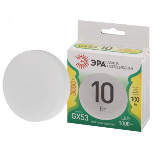 Лампа светодиодная LED 10 Вт 1000Лм 3000К таблетка (GX53) теплый GX53 220-240В LED GX-10W-830-GX53 Green Line Б0066979