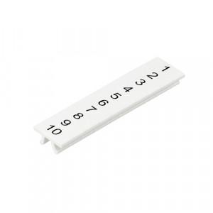 Маркировка для клемм (полоска) M1.008.0103.5, Маркировочные шильдики, для клемм сечением 1,5 мм.кв., WKF 1.5, верхняя, 10 шильдиков, нанесенные символы: 1...10, с горизонтальным расположением, размер шильдика: 4 x 10,5 мм, цвет: белый